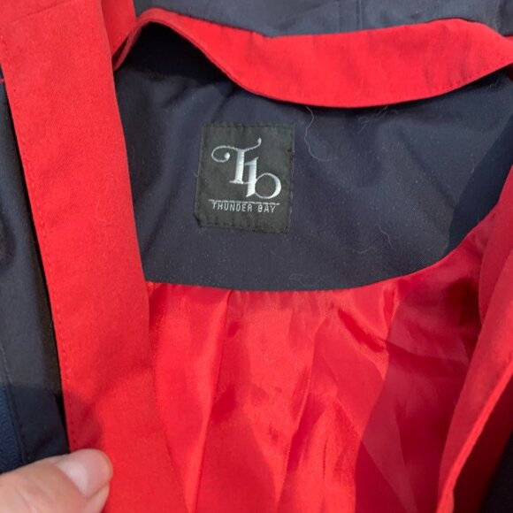 Thunder Bay rain jacket sz 8, cherry red, hood, patch pockets, lined, - Picture 4 of 16
